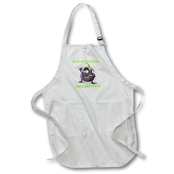 Apron - Image of Plant An Egg And This Happens On Cartoon Eggplant lens Art by Florene - Humor In Fruit