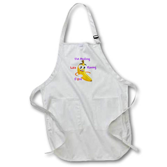 Apron - Image of Cartoon Banana With Words I Am Peeling Like Having Fun lens Art by Florene - Humor In Fruit