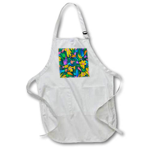 Apron - Image of Smooth Busy Blue Yellow And Green Painting lens Art by Florene - Abstract Paintings On Glass
