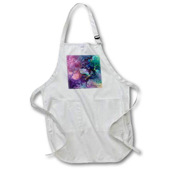 Apron - Image of Clouds Of Pink Aqua And Blue In Abstract Smooth Painting lens Art by Florene - Abstract Paintings On Glass
