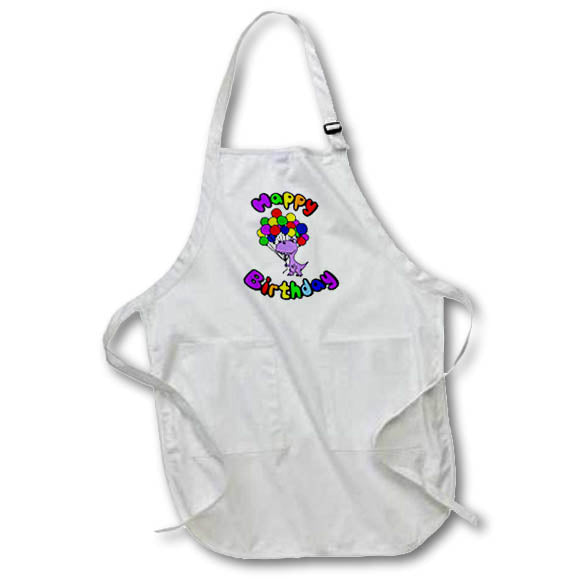 Apron - Funny T-rex Dinosaur with Balloons Happy Birthday Cartoon Birthday