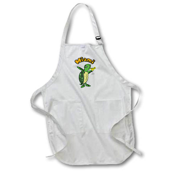 Apron - Funny Sea Turtle Drinking Margarita Miami Florida Travel Cartoon Travel