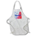 Apron - America written in blue on a red, white, and blue tie dye background. Stamp City - typography