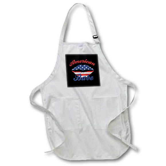 Apron - American Babe with lips of stars and stripes on a black background. Stamp City - typography