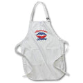 Apron - American Babe with lips of red, white, and blue on a white background. Stamp City - typography