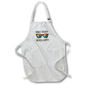 Apron - Dont worry beach happy with sunglasses and beach reflection on white. Stamp City - typography