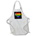 Apron - Love written inside a rainbow heart on a black background. Stamp City - typography