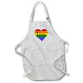 Apron - Love written inside a rainbow heart on a white background. Stamp City - typography