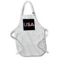 Apron - USA written in stars and stripes in a black background. Stamp City - typography