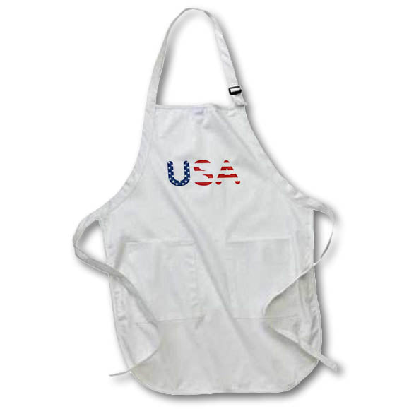 Apron - USA written in stars and stripes in a white background. Stamp City - typography