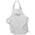 Apron - USA written in red, white, and blue on a white background. Stamp City - typography
