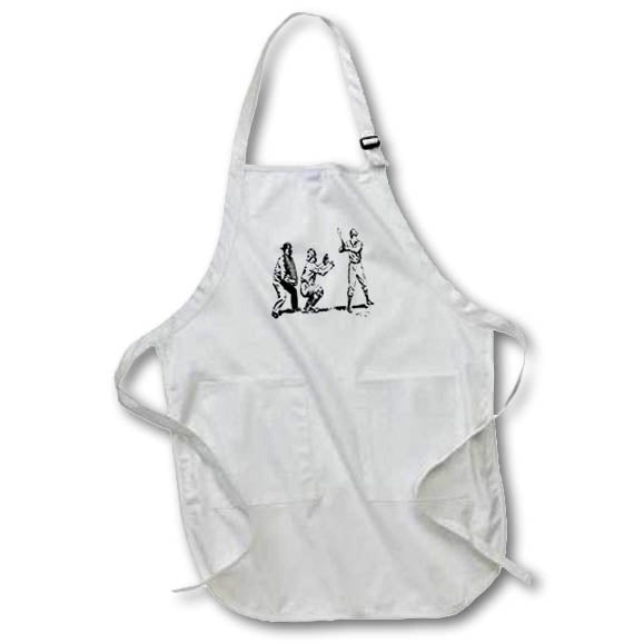 Apron - Image of Black And White Vintage Baseball Players lens Art by Florene - Black White And Text