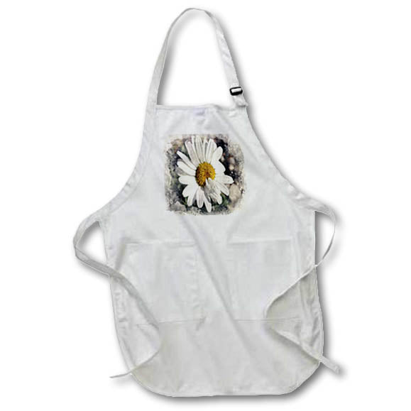Apron - Image Of Watercolor White Daisy Image Of Watercolors