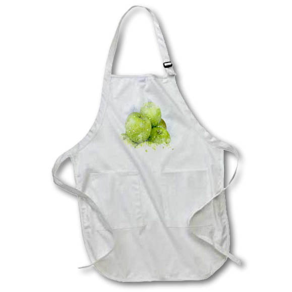Apron - A Bunch Of Green Apples Image Of Watercolor Image Of Watercolors