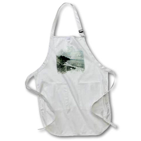 Apron - Cloudy Seaside Beach Image Of Watercolor Image Of Watercolors