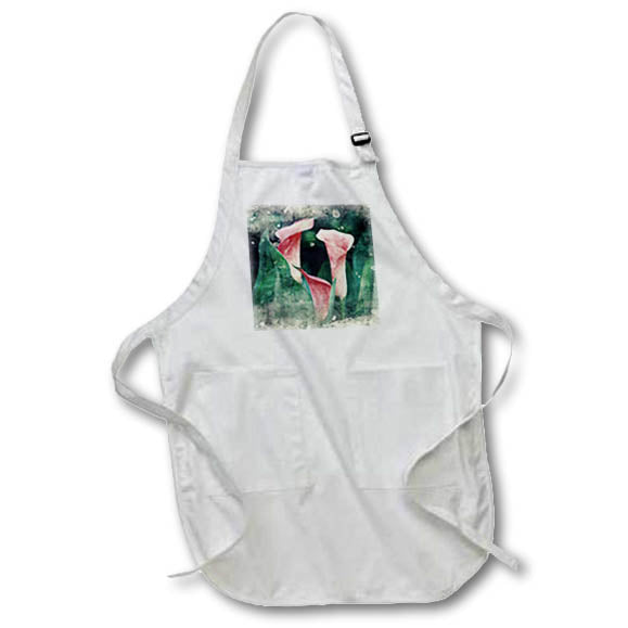 Apron - Pretty Image Of Watercolor Pink and Red Calla Lily Flowers Image Of Watercolors