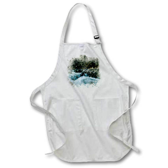 Apron - Rocky White Water River Image Of Watercolor Image Of Watercolors