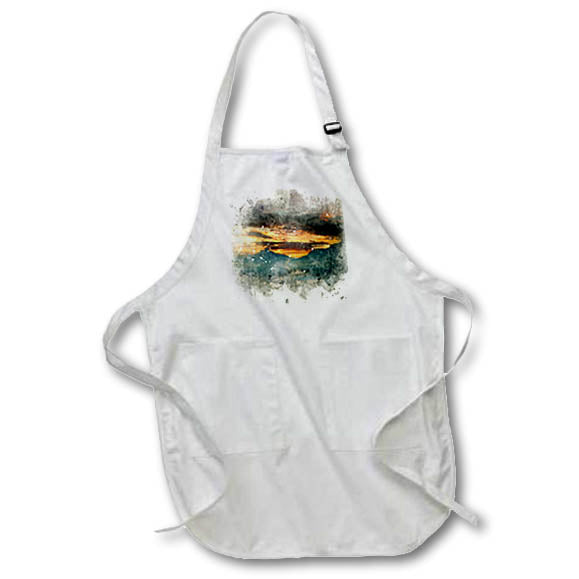 Apron - Stormy Blue Mountain Sunset Image Of Watercolor Image Of Watercolors