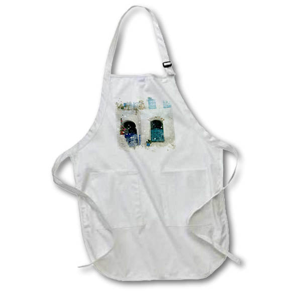 Apron - Pretty Greek Homes Architecture Image Of Watercolor Image Of Watercolors