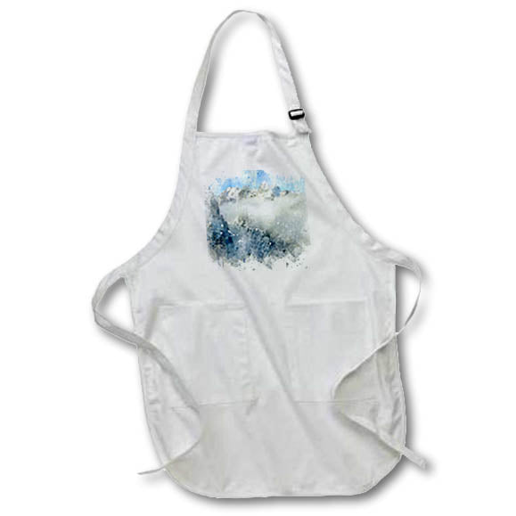 Apron - Rocky Snowy Mountain Tops Image Of Watercolor Image Of Watercolors