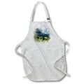 Apron - Two Houses In A Mountain Range Image Of Watercolor Image Of Watercolors