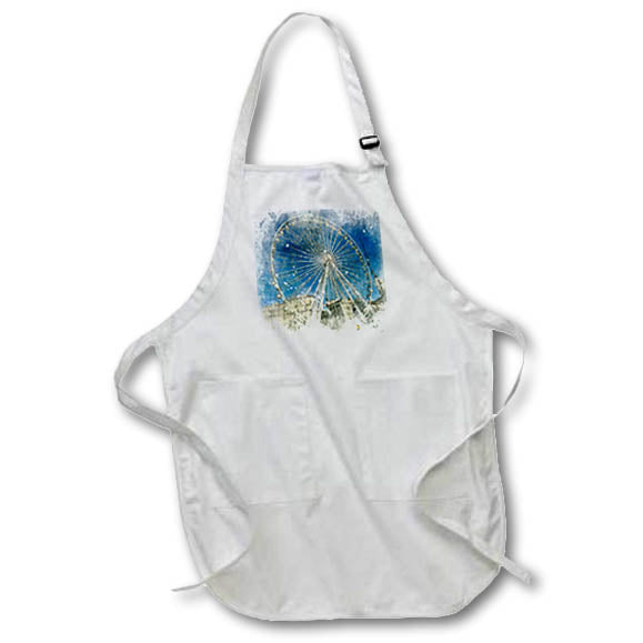 Apron - White Ferris Wheel Image Of Watercolor In France Image Of Watercolors