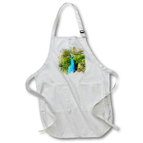 Apron - Pretty Peacock Image of Watercolor Image Of Watercolors