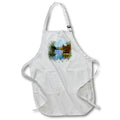 Apron - Image Of Watercolor Fall Foliage River With A City Background Image Of Watercolors