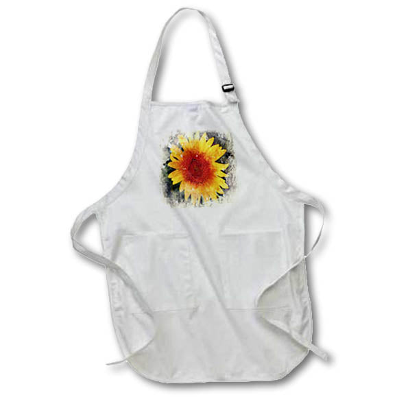 Apron - Image Of Watercolor Pretty Yellow Gerbera Daisy Flower Image Of Watercolors