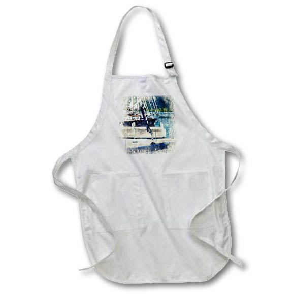 Apron - Close Up Of Docked Boats Image Of Watercolor Scene Image Of Watercolors