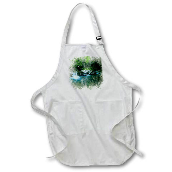 Apron - Forrest Scene With Small Water Falls Into A Pond Image Of Watercolor Image Of Watercolors