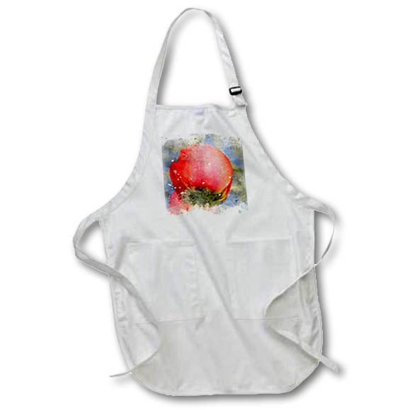 Apron - Close Up Of A Pretty Red Poppy Image Of Watercolor Image Of Watercolors