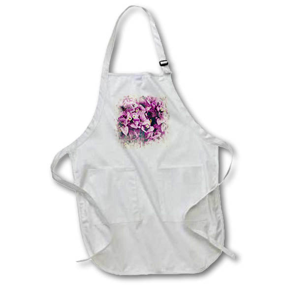 Apron - Pretty Purple Leaves and White Flowers Image Of Watercolor Image Of Watercolors
