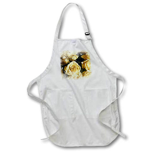 Apron - Pretty Yellow Roses Image Of Watercolor Image Of Watercolors