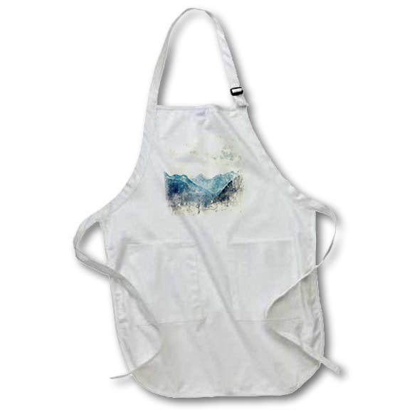 Apron - Pretty Blue and Gray Mountain Range Image Of Watercolor Image Of Watercolors