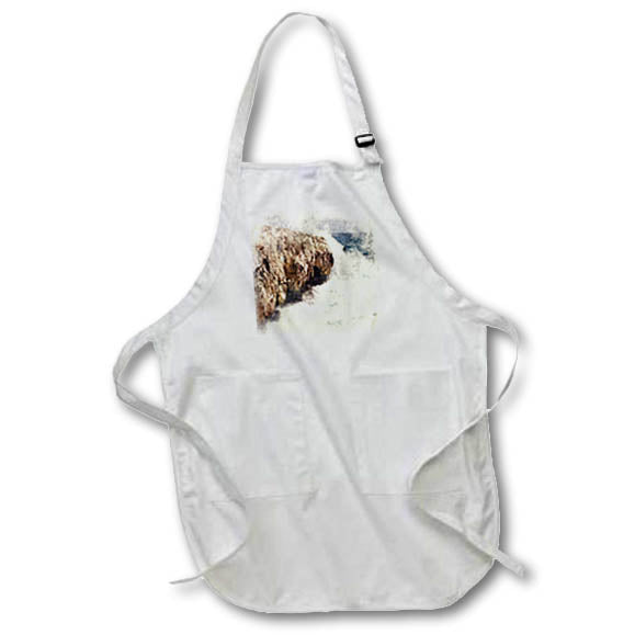 Apron - Ocean Waves Crashing Against A Rocky Beach Image Of Watercolor Image Of Watercolors