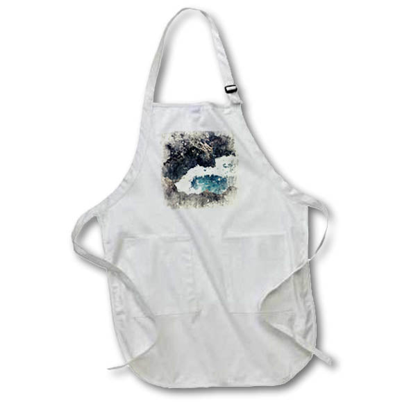 Apron - Blue Ocean Waves Againt A Rocky Beach Ledge Image Of Watercolor Image Of Watercolors