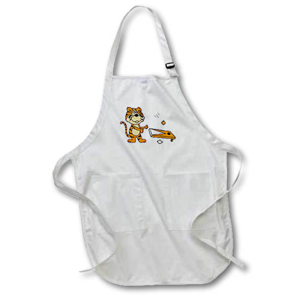 Apron - Funny Cute Tiger Playing Orange and White Cornhole Game Sports Cartoon Sports and Hobbies