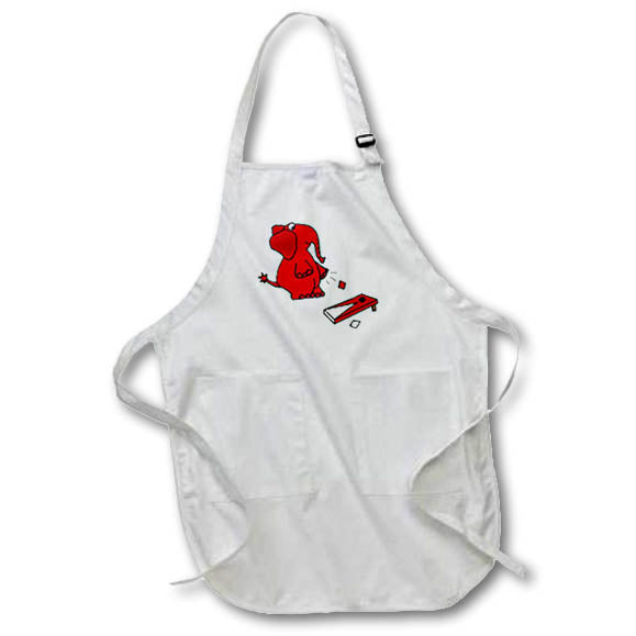Apron - Funny Cute Elephant Playing Cornhole Game Sports Cartoon Sports and Hobbies