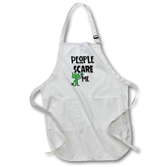 Apron - Funny Cute Green Martian Alien says People Scare Me Outer Space Funny