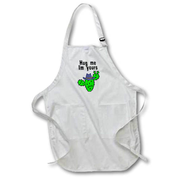 Apron - Funny Cute Cactus Plant in Cowboy Hat says Hug me Im Yours Funny