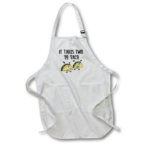 Apron - Funny Cute Dancing Tacos say it takes two to Taco Pun Cartoon Funny