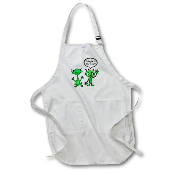 Apron - Funny Green Martian Alien talking to Tree Frog take me to your leader Funny