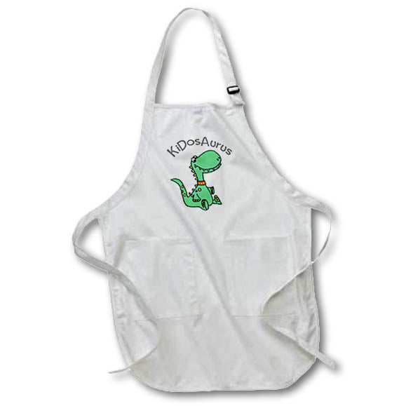 Apron - Funny Cute Green Brntosaurus Baby Dinosaur Kidosaurus Pun Funny