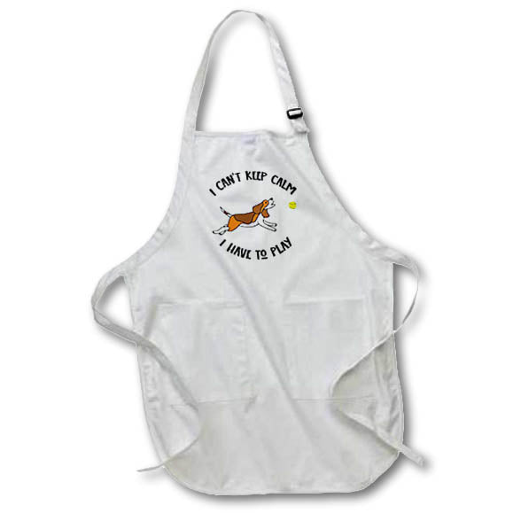 Apron - Funny Beagle Dog Cant Keep Calm Have to Play Chasing Ball Pun Funny