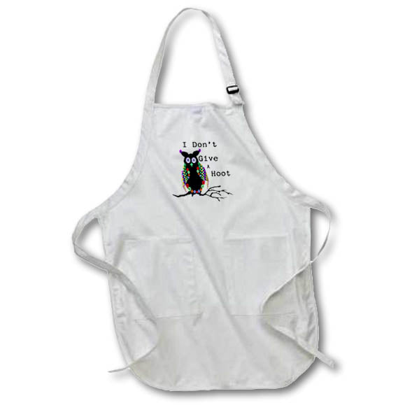 Apron - Image of Jeweled Owl Says I Dont Give A Hoot lens Art by Florene - More Humor