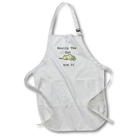 Apron - Image of Doggie With Paws Over Eyes Says Really Cat Did It lens Art by Florene - More Humor