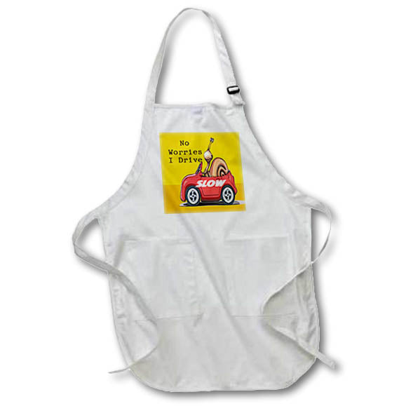 Apron - Image of Words No Worries I Drive Slow With Snail In Car lens Art by Florene - More Humor