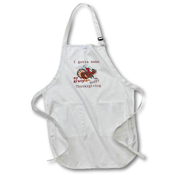 Apron - Image of Turkey Saying He Has to Make His Own Gravy lens Art by Florene - Thanksgiving With Text