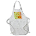 Apron - Image of Happy Thanksgiving On Green to Orange Gradient With Leaves lens Art by Florene - Thanksgiving With Text